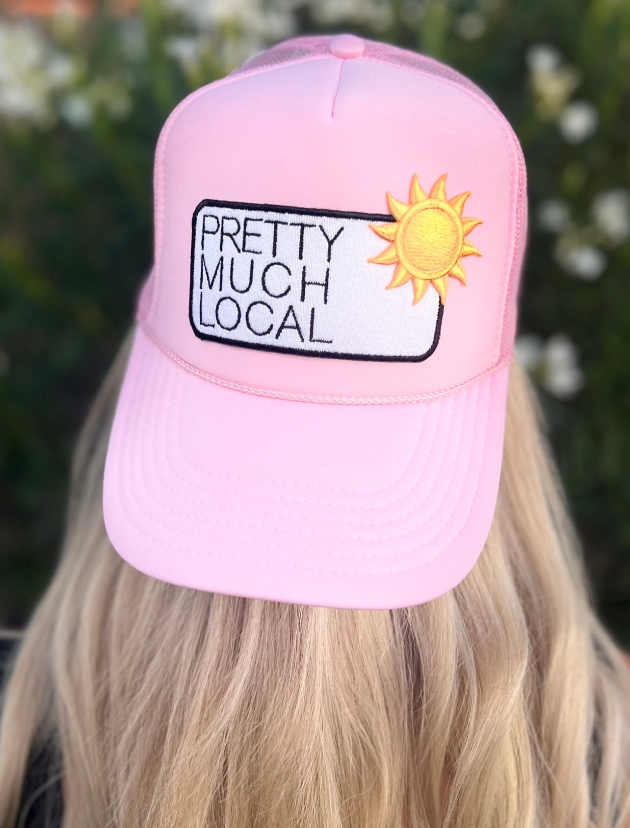 Light Pink Trucker with Pretty Much Local & Sunshine add on patch (in collab with Patriot Barbie)