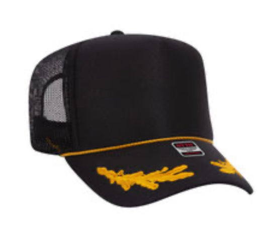 Black Trucker with Gold Leaves