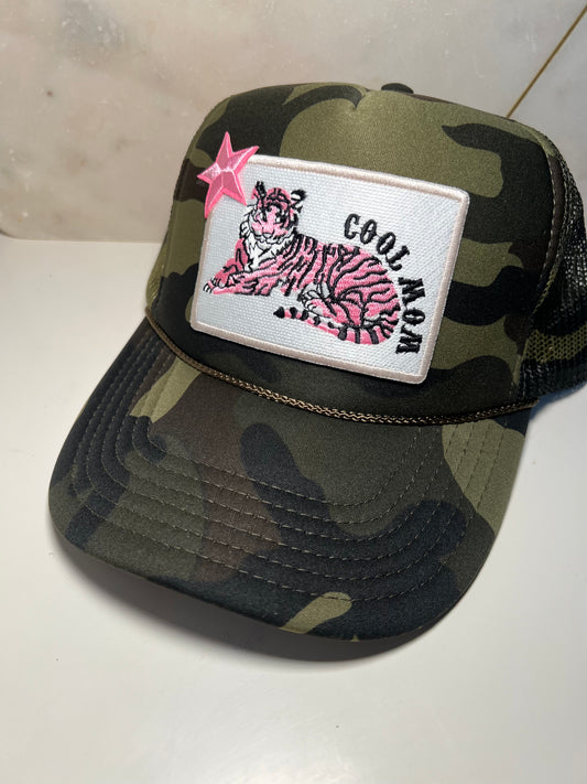 Cool Mom on Camo Trucker with Pink Star Add On