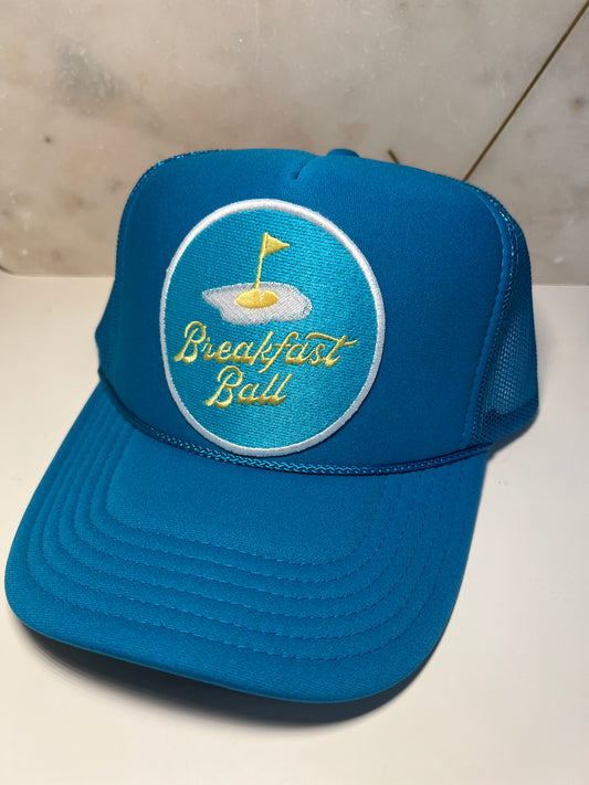 Blue Breakfast Ball on Blue Trucker